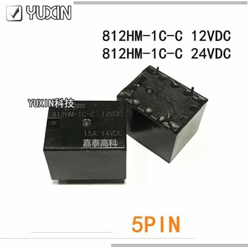 5PCS/LOT 100%Original&New Relay 812HM-1C-C-12VDC 812HM-1C-C-24VDC 812HM-1C-C 12V 812HM-1C-C 24VDVC 812HM 1C C 24V 5PIN 15A