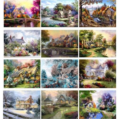 5D DIY diamond painting Idyllic scenery Full square/round Embroidery Pattern 3D Cross stitch kits mosaic wall stickers