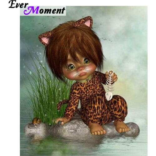 Ever Moment Diamond Painting Cross Stitch Painting & Calligraphy Diamond Embroidery Kids Cartoon Cat for Wall Painting ASF695
