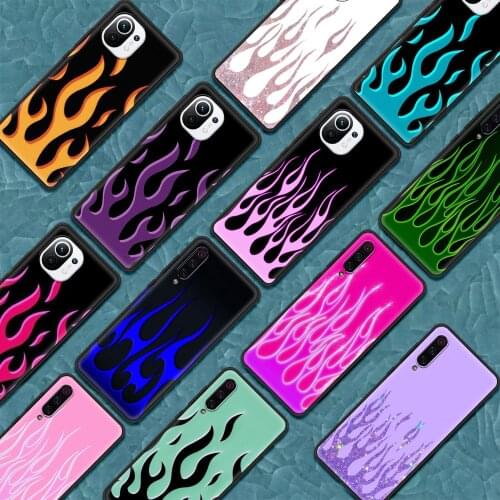 Cool Green Red Flame Fire Silicone Phone Case For Xiaomi Mi 11 Ultra 11X Pro 11i 10S Note 10 10T Lite 5G 9T Cover Shell