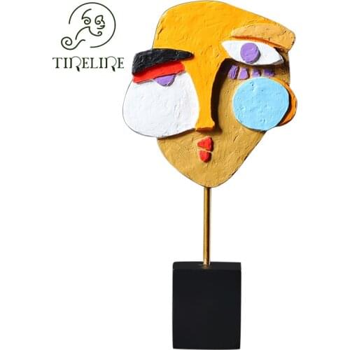 Ornaments Decoration Modern Statue Head Sculptures Tapestry Figurines For Interior Nordic Color Abstract Art Face Mask Crafts