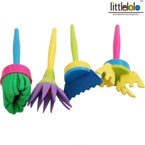 Baby kids educational toys Creative Flower Stamp Sponge Brush Set Art Supplies for Kids DIY Painting Tools drawing toys 20pcs