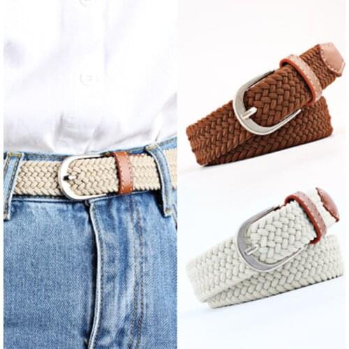 Hot Braided Woven Belts for Women Fashion Metal Buckle Mens Belt Canvas Solid Color Multi Color Jeans Waist Belt