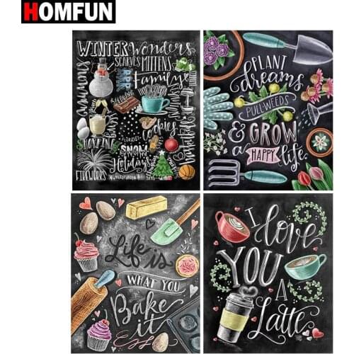 HOMFUN 5D Diy Diamond Painting Cross Stitch "Text pattern" Home Decor Full Rhinestones Inlay Diamond Embroidery