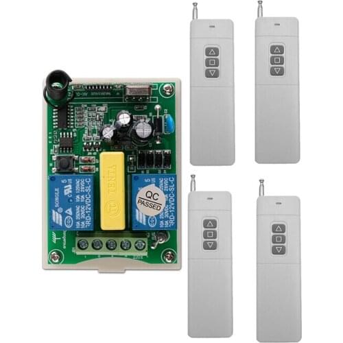 Garage door controller AC 220 V 2 CH RF Wireless Remote Control 1* Receiver +4* Transmitter tubular motor 300m