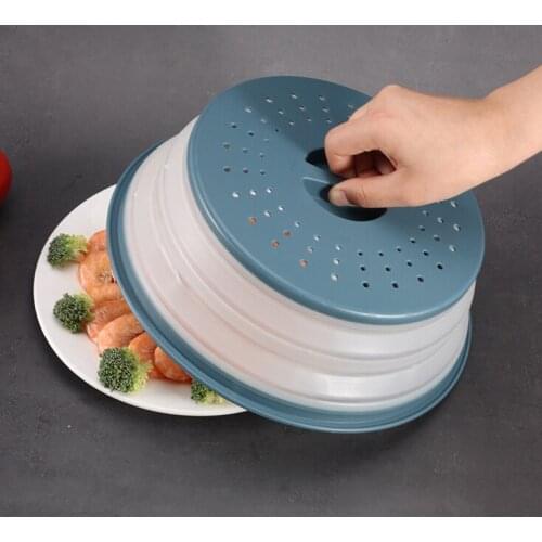 Microwave Splash-proof Cover, Collapsible Food Cover Hollow-out Drain Basket with Handle Essential Tools