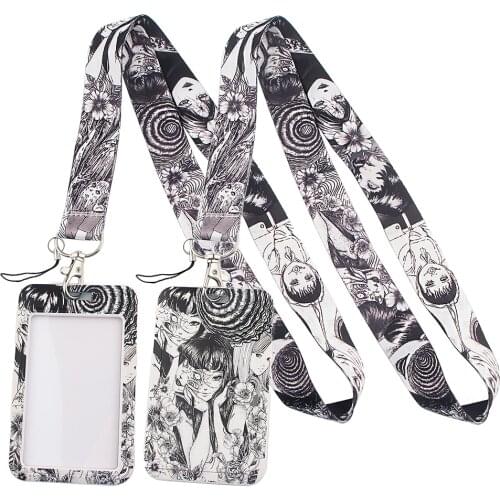 LT43 Terror Anime Tomie Junji Ito Office lanyard card ID Badge Holder Keychain Pass Gym Mobile Kids Key Holder Key Rings Gifts