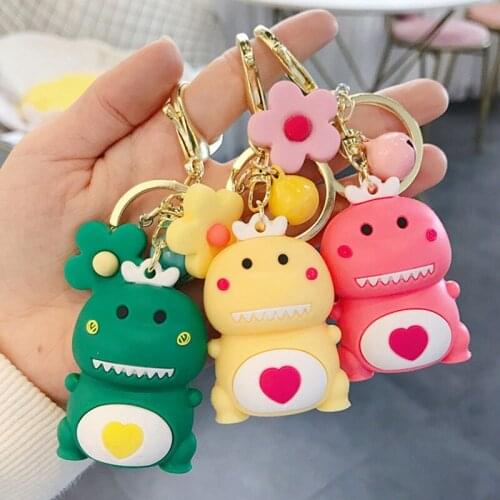 Fashion Cute Dinosaur Keychain Cartoon Animal Key Chain Creative Women Car Bag Phone Key Ring Childrens Toy Key Ring