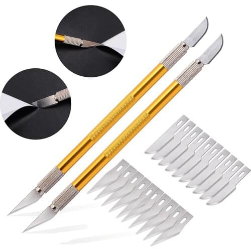 FOSHIO 2PCS Scalpel Knife Vinyl Cutter Kit+20pcs Blades Car Wrap Window Tint Sticker Carbon Fiber Film Cutting Tool Craft Knife