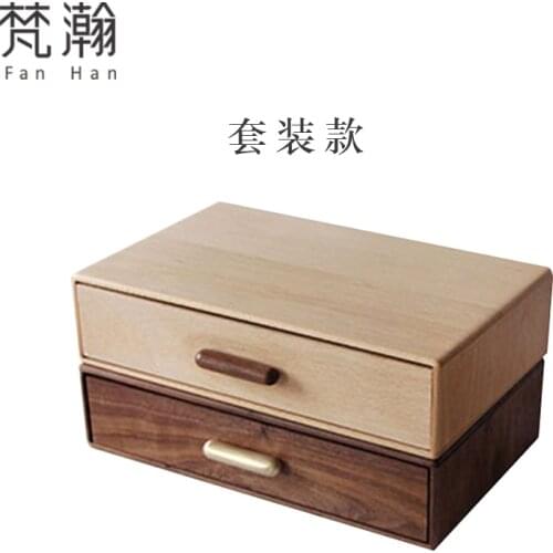 Japanese-Style Solid Wood Drawer Style Desktop Storage Box Multi-Layer A4 File Office Household Sundries Storage Rack