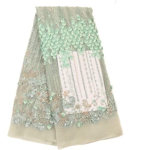 NIAI African Lace Fabric 2020 High Quality Beaded Lace Nigerian Lace Fabrics For Wedding Dress Party 3388B-4