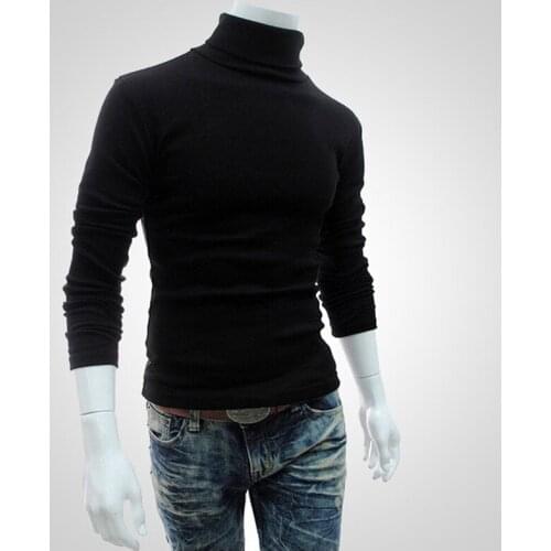 Autumn Winter Solid Color Thin Pullover Men High Collar Sweater New Mens Breathable Long Sleeve Slim Sweater Brand Clothing