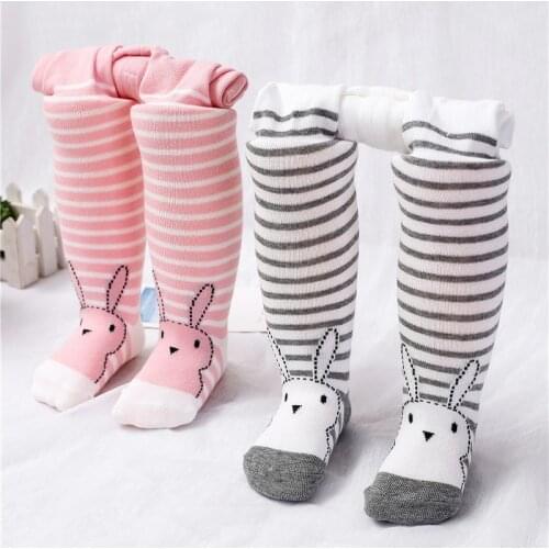 Autumn Newborn Baby Tights Girls Pantyhose 0-36 Months Warm Soft Cotton Cartoon rabbit stripes Cute Leg Warmers Baby Stockings