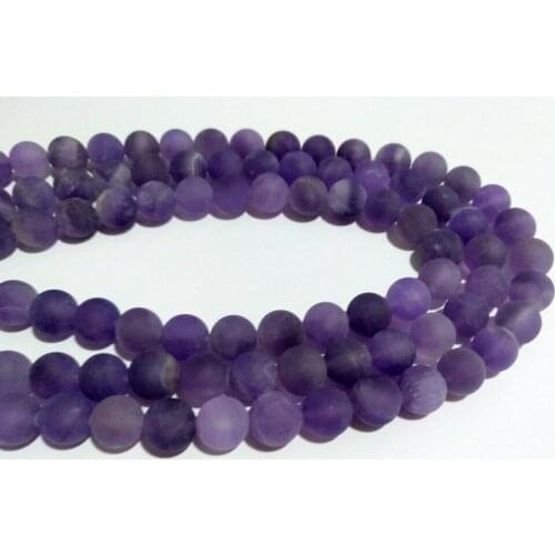 Sell 1 Strands 16" High Quality Dull Polished Matte Amethys t Round bead 8mm 10mm 12mm Matte Gem stone Round Beads