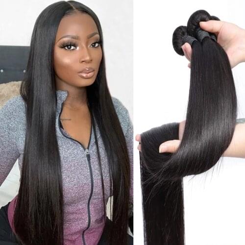 P4/27 Brown Highlight Straight 30 32 34 Inch Raw Human Remy Hair For Black Woman Bundles 1/3/4 Remy Tissage Colored Ombre Hair