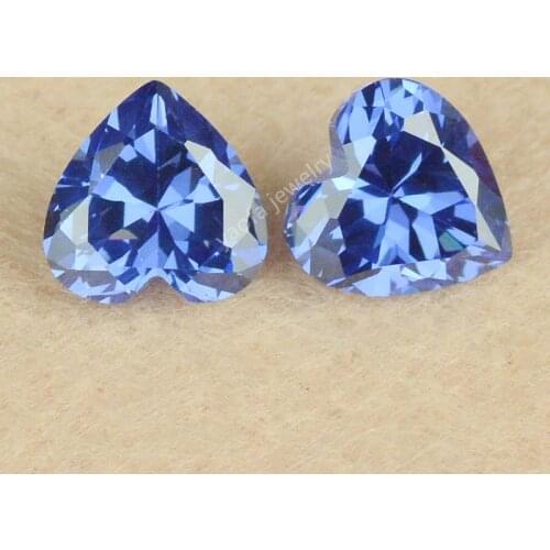 Sale 3*3~12*12mm 5A Heart Shape Lab Created Cubic Zircon Stone Light Blue Zoisite Color Loose CZ Beads Gems For Jewelry Pendant