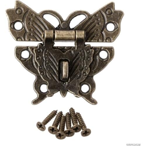 Retro Vintage Butterfly Box Lock Latch Hasp Wooden Jewelry Box Case Lock Pad Chest Lock M3 21 Wholesales