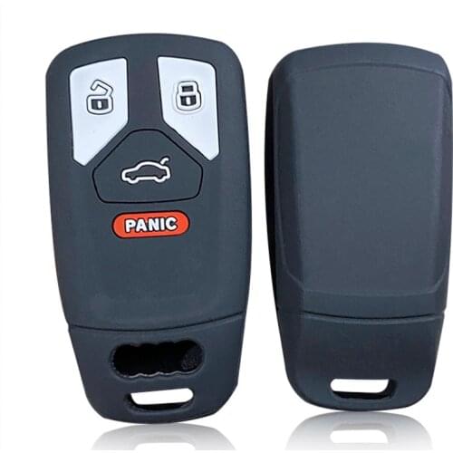 Silicone Key Fob Cover Case Protect Skin For Audi A4 Allroad B9 Q5 Q7 TT TTS A4L A5 2018 2019 Remote Keyless Entry With PANIC