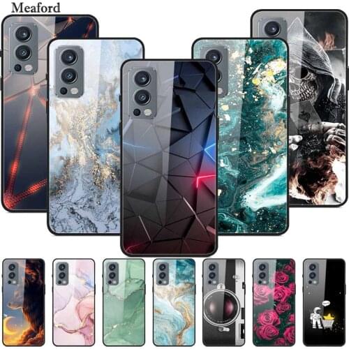 Glass Case For Oneplus Nord 2 5G Case Hard Tempered Glass PC Cover Phone Case For Oneplus Nord CE Protective Marble Funda Coque