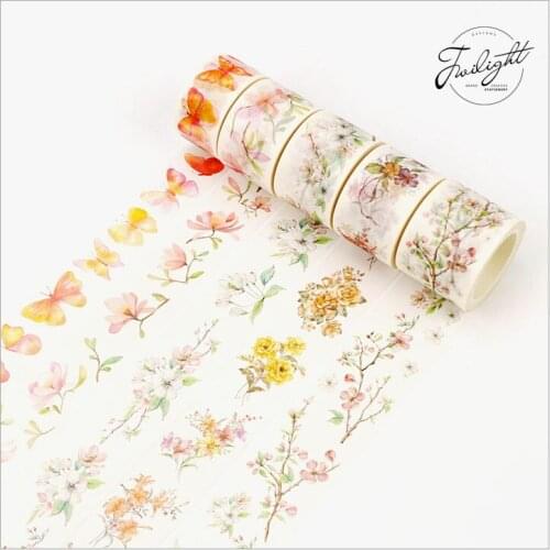 Fresh Romantic Floral Flowers Bird Swatch Decoration Washi Tape DIY Planner Diary Scrapbooking Sticker Label Masking Tape