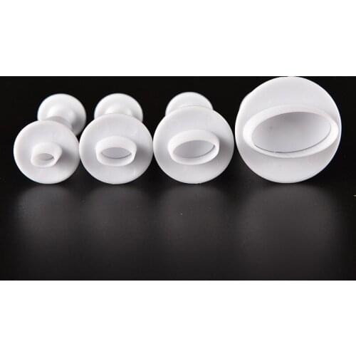 Topnew 4pcs/set Oval Cookie Plunger Cutter cookie cutters Embossing Fondant Chocolate Mold