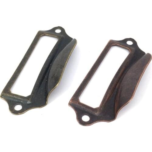 20PCS 69*29mm Vintage brass label frame holders for drawers - antique filing cabinet pull tag holder- library Name Card Holder