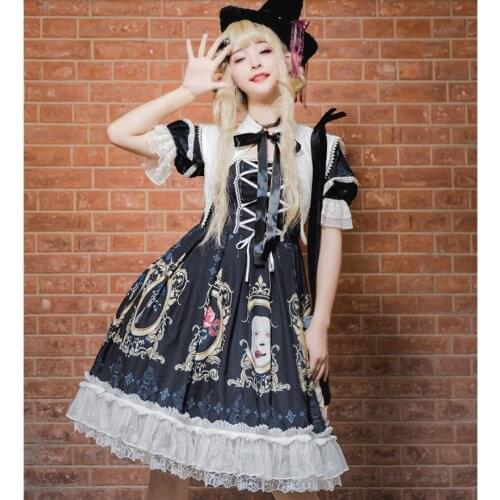 Japanese Lolita Sweet OP Dress Retro Court Style Gothic Dress Cos Loli Tea Party Student Princess Dress Party Vestidos