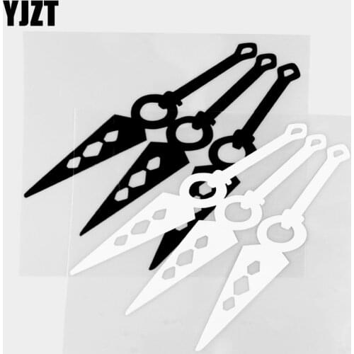 YJZT 14.2×15.5CM Art Car Sticker Classic Cold Weapon Throwing Knife Vinyl Decal Decorative Pattern Black / Silver 20C-0401