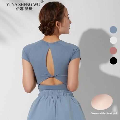 Women Gym Yoga Tops Yoga Shirts Short Sleeve Workout Sexy Backless Tops Fitness Running Sport T-Shirts Training Yoga Sportswear