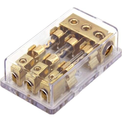 1pcs Car Audio Refit 3way pure copper 4/8 10 Ga Wire With 1 in 3 out Fuse Holder For Auto Amplifier 60 a circuir breaker