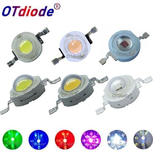 100pcs 1W 3W LED High Power LEDs Cold White Natural White Warm White RGB Red Green Blue Yellow Light Source