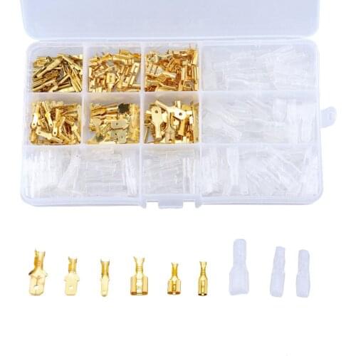 340PCS/BOX 2.8mm 4.8mm 6.3mm Female Male Spade Crimp Terminals Sleeve Wire Wrap Connector Seal Electrical Wire Terminator Set