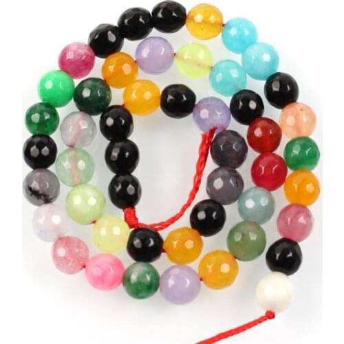 Natural Stone Faceted multicolor colorful Charm Round Loose Beads For Jewelry Making Needlework Bracelet DIY Strand 4-12MM