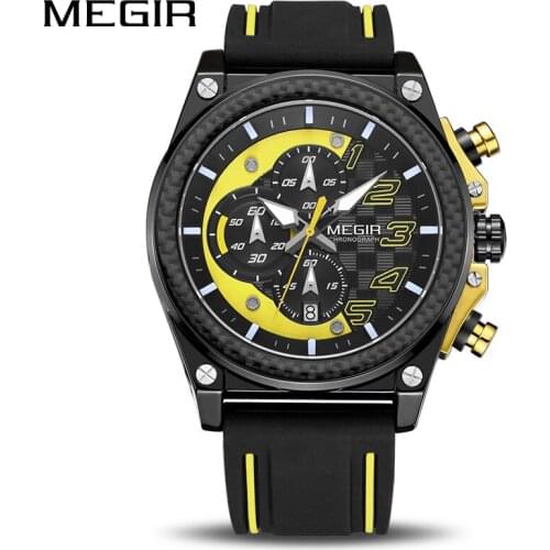 Creative MEGIR Chronograph Sport Watch Men Silicone Army Military Wrist Watches Clock Men Top Brand Luxury Waterproof Men Watch