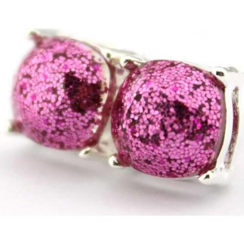 E2632 Hot Selling Resin Glitter Stud Earrings Brand Jewelry Mini Square Iridescent Womens Party Earrings 14 Colors Option