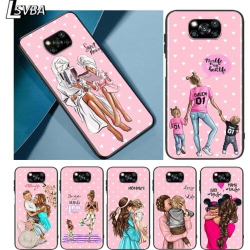 Hot Mom Love Baby for Xiaomi Poco X3 NFC X2 M3 M2 F2 F3 Pro C3 F1 A2 Lite Mix3 Play Silicone Soft Black Phone Case
