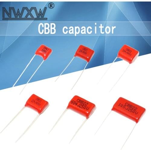 10PCS CBB Polipropileno film capacitor novo 100V471J 2000V104J 250V225J 250V475J 400V104J 400V684J 450V225J 450V105J 630V223J