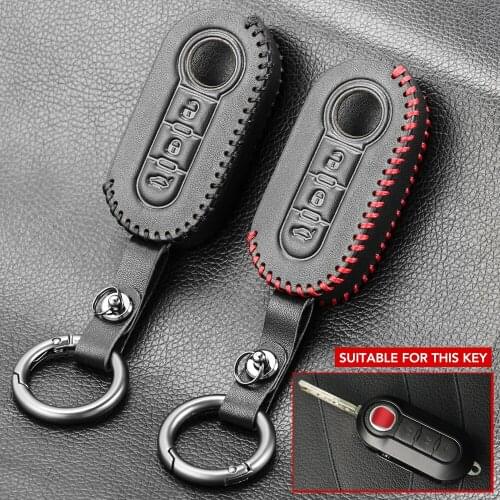 3 Button Leather Remote Key Case Auto Parts Car Accessories For Fiat 500 Ducato Punto Doblo Lancia Ypsilon Delta Key Cover