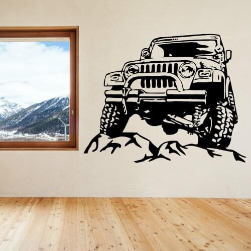 Cool Jeep Car On The Road Pattern Art Wall Stickers Home Livingroom Modern Fashion Stle Decor Vinyl Wall Murals Wal Decal W-933