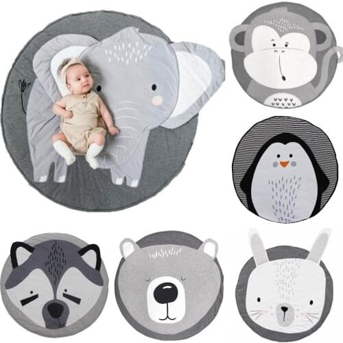 Cartoon Animals Baby Play Mats Pad Toddler Kids Crawling Blanket Round Carpet Rug Toys Mat For Children Room Decor Photo Props