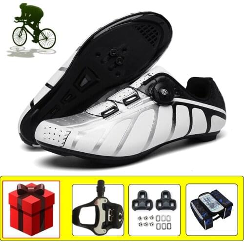 Road Bike Sneakers Men Breathable Self-locking Bicicleta Triatlon Wear-resistant Riding Bicycle Shoes Add Pedals Racing Footwear