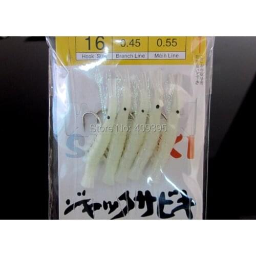 10 packs 10# 12# 14# 16# 18# Sabiki Rig Shrimp Sabiki Rigs Soft fishing lure with Strong Fishing hook Free shipping
