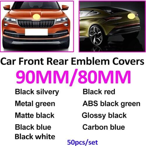 50pcs 90mm 80mm Auto Car Hood Front Badge Trunk Boot Rear Decal Cover 9CM 8CM 9 Colors for Octavida Bora Jetta Fabia Superb Yeti