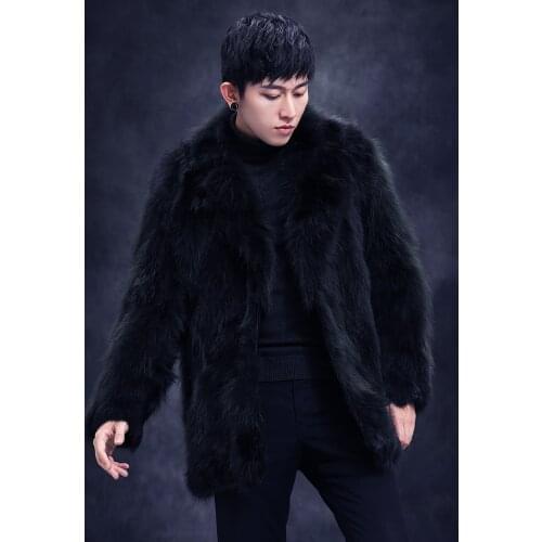 NEW Real genunie natural men raccoon fur coat mens fashion warm winter jacket outwear custom any size