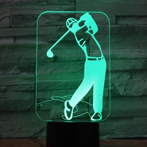 New Golf Sport Theme 3D Lamp LED Night Light 7 Color Change Touch Mood Lamp as Friends Kids Birthday Present 977