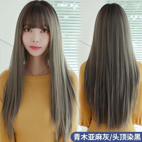 New Long Straight Hair Chemical Fiber Simulation Qi Liu Hai Wig Multi-Color Fashion Hair Cove Japanese and Korean Wig