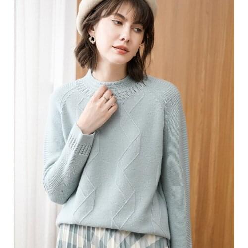 New Style Womens Sweater 100% Pure Cashmere Hollow Out Knitted Pullover O-Neck Long-sleeved Slim Warm Outer Pullover
