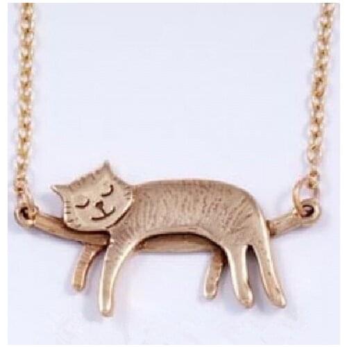 Cat Necklace, Lazy Cat Necklace, Kitten Necklace, Valentines Gift Holiday