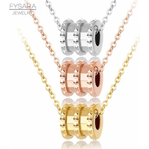 FYSARA Brand Spring Round Pendant Necklace For Female Wedding Party Elegant Stainless Steel Short Necklace Women Accessories