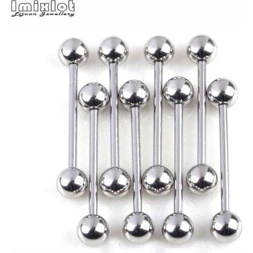 20pcs 1.4*19mm Barbell Tongue Ring Tongue Piercing Nipple Ring Stainless Steel Helix Piercing Earring 15G Body Jewelry